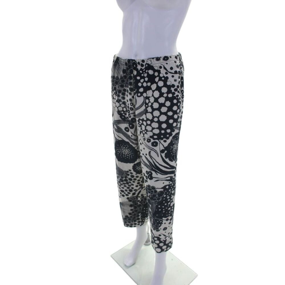 Bryn Walker Womens Cotton Abstract Elastic Waist High-Rise Pants Navy Size M - Picture 2 of 6